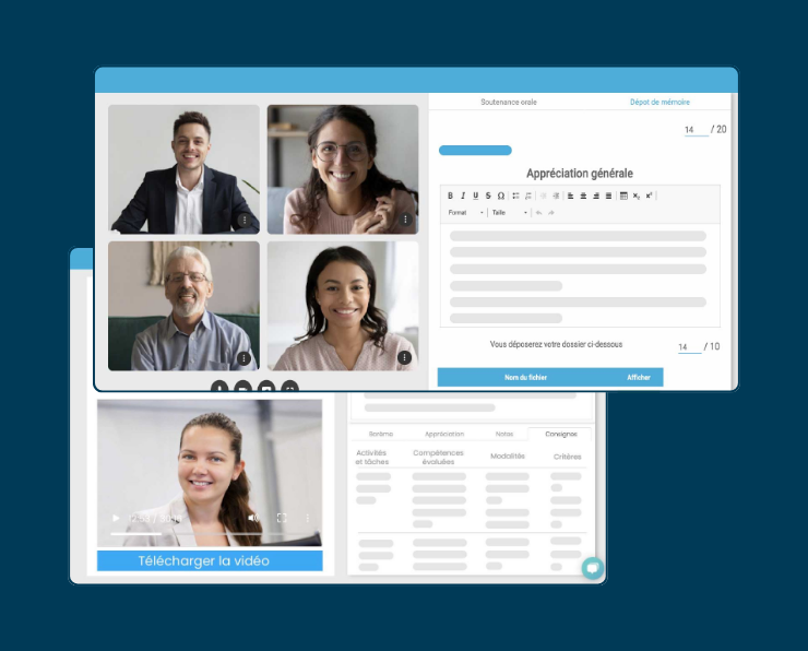 Interfaces examen oral sur la plateforme Evaluo