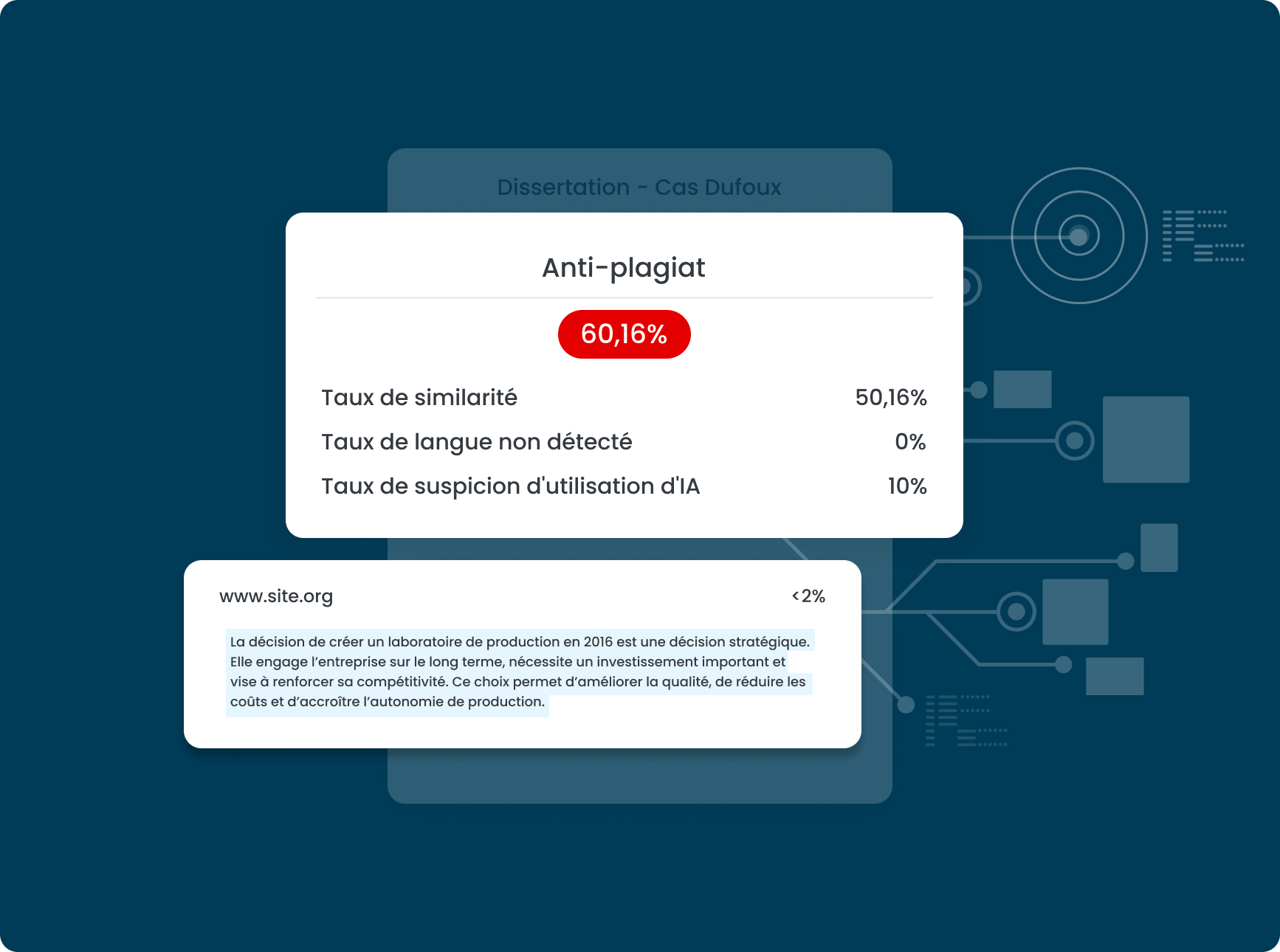 Image d'illustration de la fonctionnalité de détection du plagiat par Evaluo